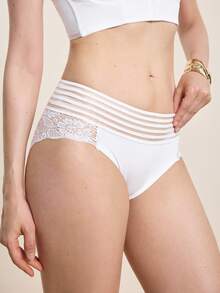 Hourtrue 3条装女士性感蕾丝内裤，舒适日常家居服 - 白色 - 查看 6