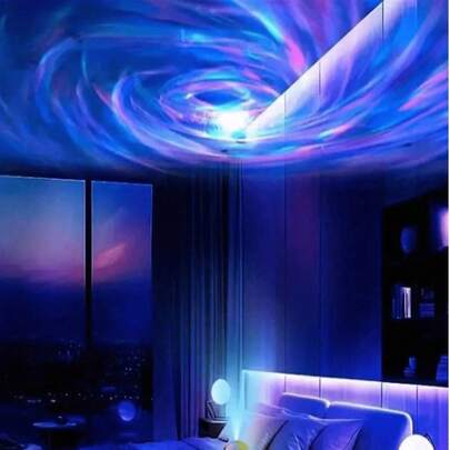 1 USB Galaxy Swirl Projectorlamp, LED Wave Ripple Projectielamp, 7-kleuren veranderend, Nachtlamp Projector voor Slaapkamer, Woonkamer, Home Theater, Plafond, Feest, Danszaal Sfeer, USB Aangedreven met Afstandsbediening