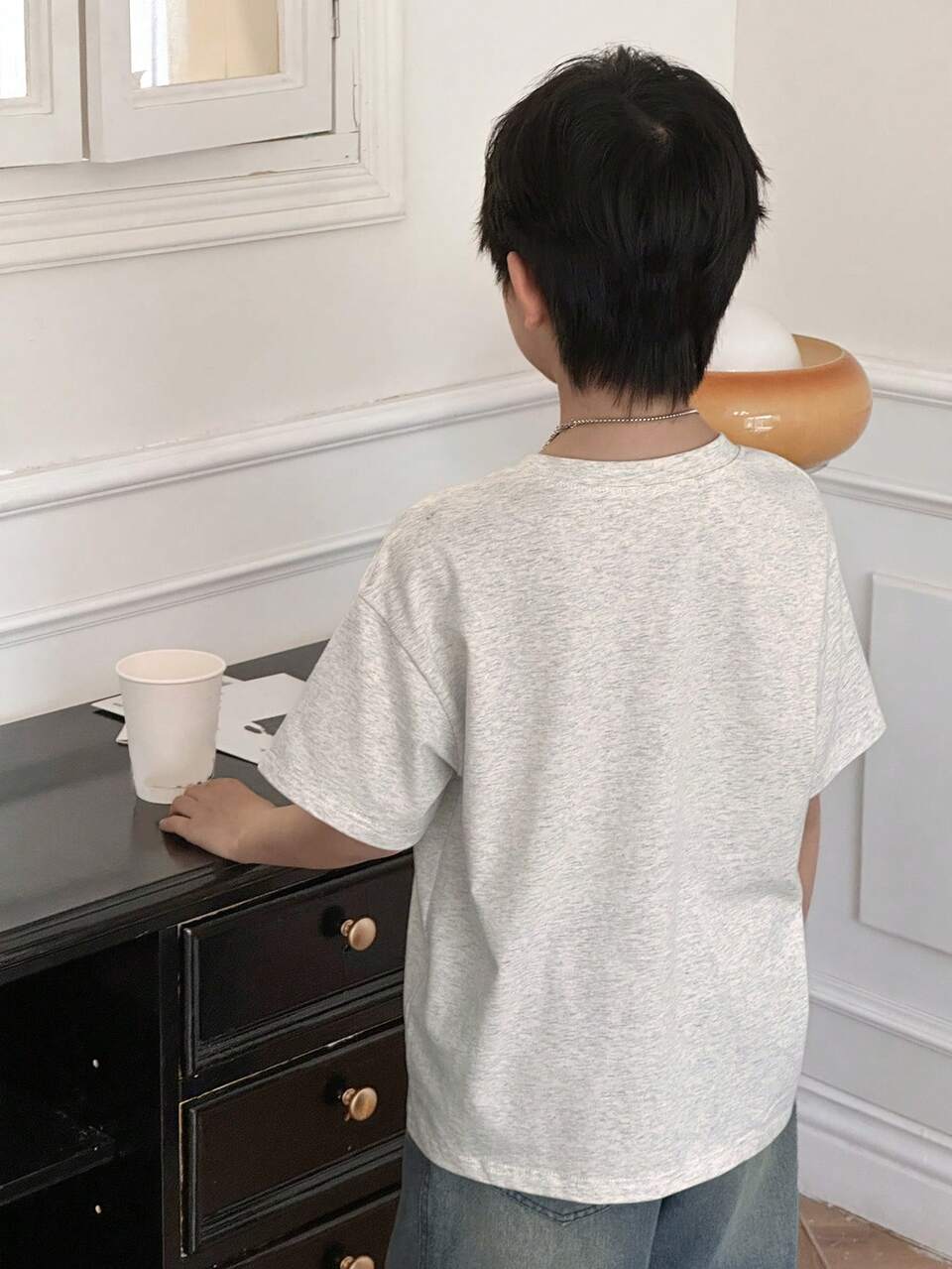 Vintage Round Neck Printed Short Sleeve T-Shirt, Loose Fit Summer Top For Toddler Boys (Plus Size)