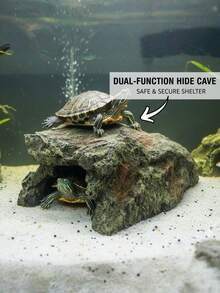Reptile Rock Hideaway, Lizard Fence, Turtle Climbing Platform, Gecko & Snake Shelter, Habitat, Suitable For Breeding Enclosure And Aquarium Decor - Multicolor - View 2
