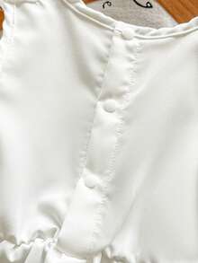 SHEIN 女婴圆领短袖休闲T恤套装，夏季 - 白色 - 查看 7