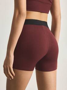Ocili Comfortable & Minimalist Cycling Pants, Soft Women Sleepwear Bottoms - Burgundy - View 2