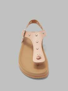 Solecia Giày sandal hở mũi thời trang nữ có quai ngang mắt cá chân, sandal đế bằng thoải mái, kiểu dáng thường ngày cho mùa lễ hội, xuân/hè và Giáng sinh. - - 5 màu hồng - Xem 4