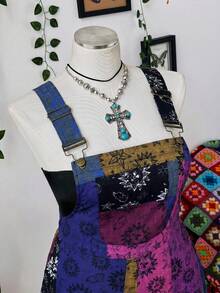 Sunspun Quần yếm kiểu bohemian nhiều màu sắc dành cho nữ cỡ lớn, mùa hè. - Màu tím - Xem 6