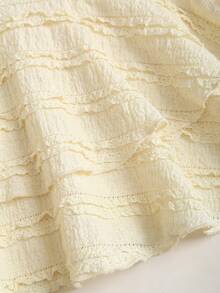 Sweetra Đầm ngắn màu vàng nhạt kiểu dáng đi biển, cổ yếm buộc dây, đính sao vàng, hai lớp xếp nếp, phong cách thời trang Xuân/Hè mới dành cho nữ, kiểu dáng đi nghỉ mát lãng mạn. - Màu vàng - Xem 4