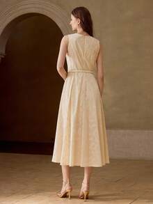 MOTF PREMIUM MINIMALIST SEXY FASHION CUT-OUT DESIGN LONG DRESS FOR WOMEN GOLF WHITE SUMMER - Apricot - View 4