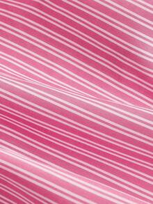 SHEIN MOD Plus Size Women Striped Bandeau Tight Fitted Cropped Top - Hot Pink - View 3