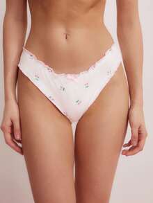 FairyFlirt 3 pièces Ensemble de culottes décontractées pour femmes avec décoration de nœud papillon et volants, nœud papillon - Rose bonbon - Voir 9