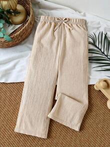 SHEIN Sparklyn Pantalon ample de couleur unie pour préadolescentes - Noir et Blanc - Voir 6