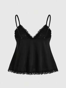 ROMWE Fairycore Plusstorlek Dam Spets Patchwork Randigt & Enfärgat Camisole - Multifärgad - Visa 6