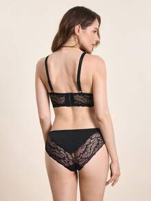 Hourtrue 6pcs Lace Trim Underwire Bra & Panty Set, Adjustable Straps & Sexy Lace Details, Soft & Breathable Fabric Underwire Bra, Hook & Eye Closure, Comfortable For Commuting, Daily Wear, Home & Versatile Occasionsfor Summerfor Summer - Multicolor - View 3