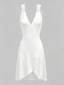 Swim Vcay Summer Clothes 1pc Women's Solid Color Cross Wrap Backless Sleeveless Dress Coverup Summer - White - View 6