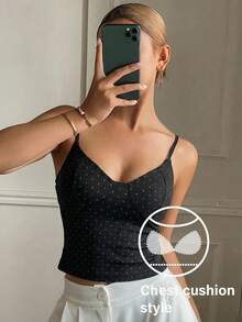 DAZY Top de tirantes de unicolor con acolchado incorporado para mujeres en verano - Negro - Ver 4