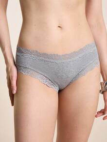 Hourtrue 3条装女士有机棉罗纹内裤 | 花卉蕾丝边饰，柔软透气 | 日常贴身穿着 - 彩色 - 查看 7