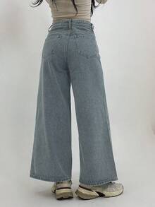 Dazy Tall 女士宽松直筒七分牛仔裤 - 淺色水洗藍 - 查看 2
