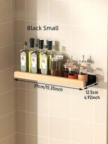 Estantería de especias de madera para montar en la pared - sin taladro, instalación adhesiva, alta capacidad de carga | Estantería de almacenamiento multifuncional para cocina y baño, organiza especias, frascos y artículos esenciales | Ahorro de espacio, elegante y práctico - Multicolor - Ver 13