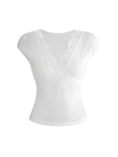 ROMWE Women's Y2K All-Match Casual Versatile Lace Patchwork Tight Fit T-Shirt
