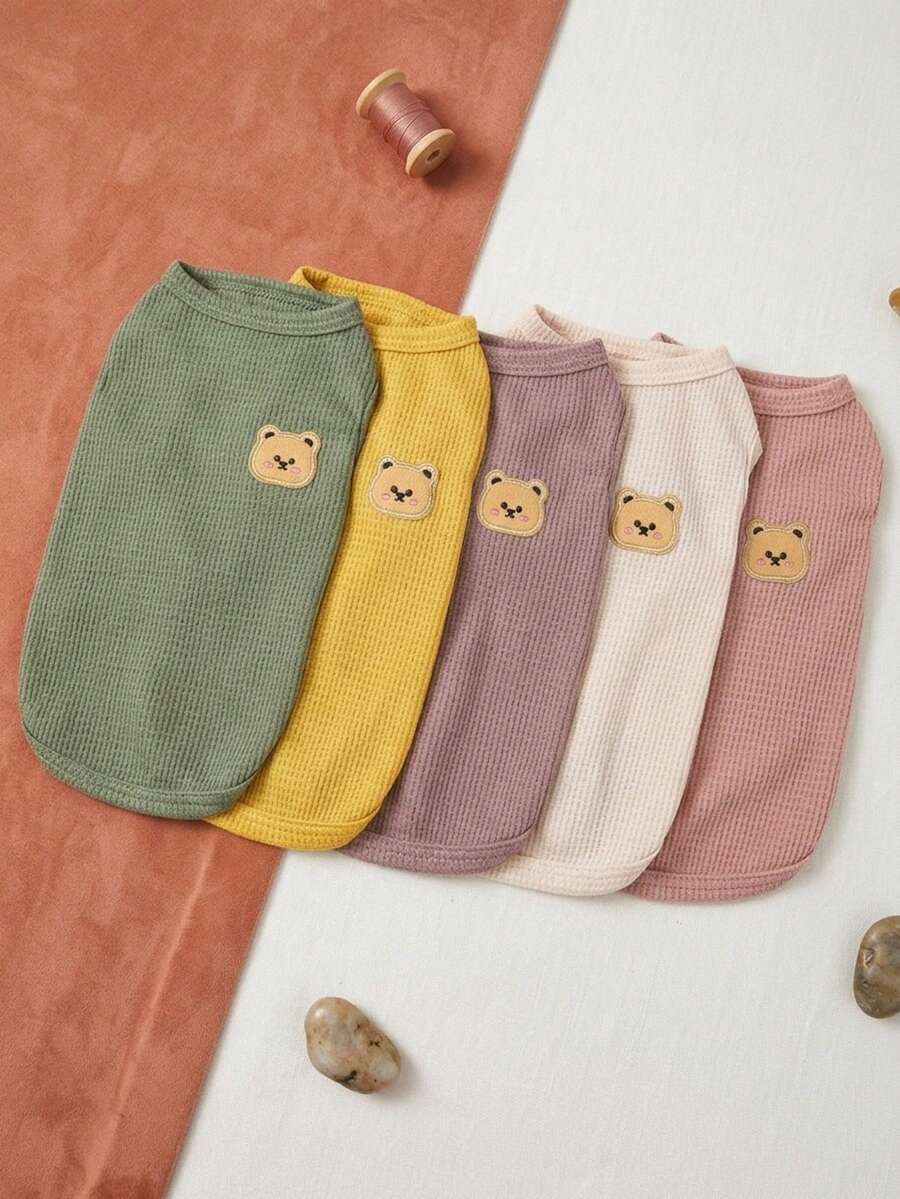 宠物春季新款狗狗服装 动物用品 宠物服装 狗狗背心 猫咪T恤 泰迪熊套装 小型动物服装 休闲酷炫背心 狗狗服装 猫咪服装 春夏两季新款背心 - 彩色 - 查看 1