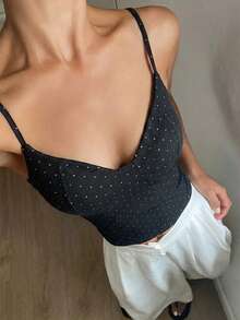 DAZY Top de tirantes de unicolor con acolchado incorporado para mujeres en verano - Negro - Ver 5