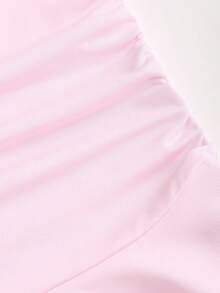 Sweetra Women's Spring/Summer Elegant Commuter Dress, Pink Ruched Waist Double-Layer Ruffle Hem Mini Dress - Pink - View 3