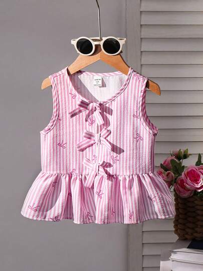 SHEIN Young Girl Woven Striped Casual Shirt
