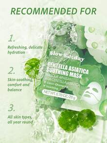 Slow Sunday Centella Asiatica Soothing Mask, With Centella Asiatica Extract & Soluble Collagen, Instantly Soothes & Refreshes Sun-Exposed Skin, Soothing & Calming, Deep Moisturizing, Improves Elasticity, Smooths Skin, Vegan Formula, Korean Collagen Mask, Jelly Face Mask, Ideal For All Skin Types, Suitable For Summer - Centella asiatica - Xem 5