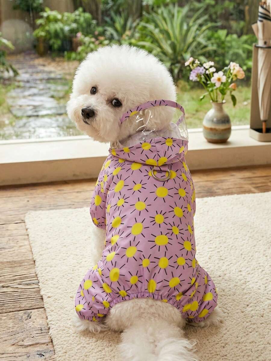 PETSIN 狗狗雨衣，宠物防水服，春夏动物防水雨衣，狗狗服装，猫咪服装，动物服装，春季狗狗服装，英式狗狗服装，欧美新款小型动物腿部服装 - C24雲彩四腿雨衣紫色 - 查看 1