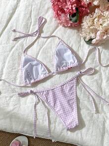 Swim Mod Bộ bikini hai mảnh buộc cổ in họa tiết dành cho nữ, thích hợp cho mùa xuân/hè. - Nhiều màu - Xem 3