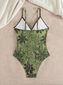 Swim Lushoire 1 bộ đồ bơi liền thân nữ màu trơn, gợi cảm, ôm dáng, dây đeo bóng, trang trí, thích hợp đi biển, nghỉ dưỡng, dự tiệc. - Nhiều màu - Xem 2