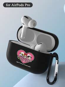 THE POWERPUFF GIRLS X SHEIN 1 pieza Estuche para auriculares con diseño de corazón de Las Chicas Superpoderosas, de textura de alta gama, sencillo, a prueba de golpes y con estilo. Regalo de Halloween y Navidad, compatible con AirPods - Negro - Ver 10