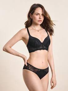 Hourtrue 6pcs Lace Trim Underwire Bra & Panty Set, Adjustable Straps & Sexy Lace Details, Soft & Breathable Fabric Underwire Bra, Hook & Eye Closure, Comfortable For Commuting, Daily Wear, Home & Versatile Occasionsfor Summerfor Summer - Multicolor - View 2