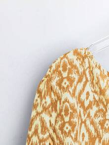 EMERY ROSE Camisa de manga larga con cuello redondo y estampado minimalista para tallas grandes - Amarillo - Ver 3
