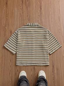 Manfinity Unisex Men's Textured Short Sleeve Knit Shirt, Spring/Summer - Brown - View 6