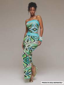 MUSERA 印花修身长裙，春夏伊比沙岛音乐节度假风，可爱性感，Y2K风格，夜店热带诱惑 - 彩色 - 查看 2