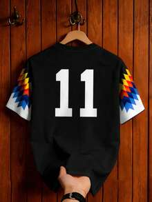 Aesthetic Post 加大码男士圆领T恤 复古锯齿印花短袖足球服 男士图案T恤 女士图案T恤 男士时尚运动夹克 足球/橄榄球装备 - 彩色 - 查看 3