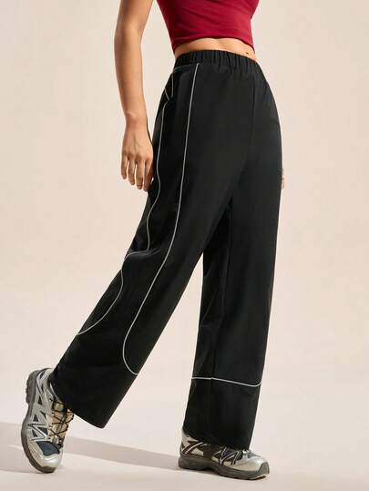 SHEIN Glamour Women's Elastic Waist Casual Versatile Daily Wear & Sports Pants