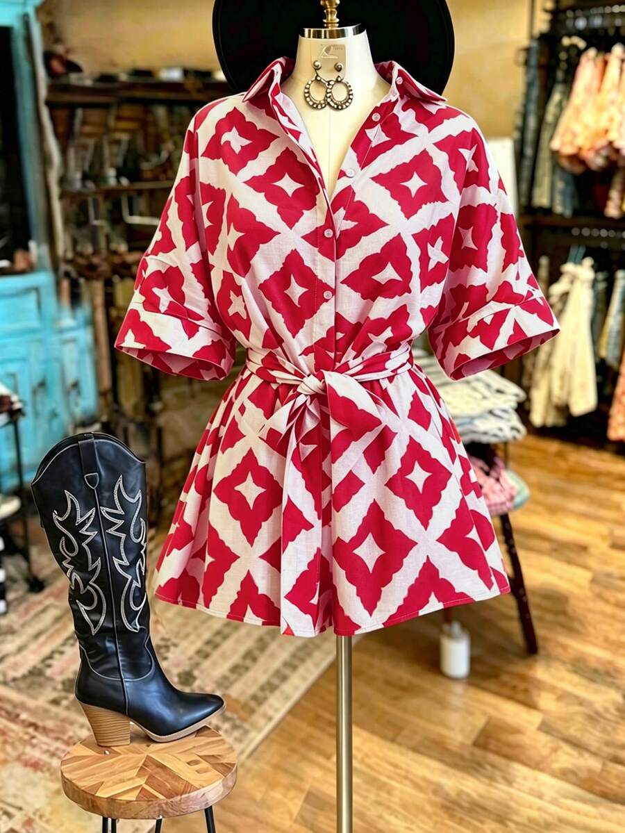 NostaNoir Women's Casual All-Over Print Batwing Sleeve Jumpsuit, Suitable For Vacation - Multicolor - View 1