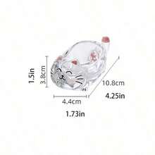 Cirelle 1个猫咪水晶玻璃调味蘸酱碟，多功能，勺架，可爱玻璃收纳架，甜点勺架，日常餐具，适合日常收纳、家庭聚会，必备 - 查看 8