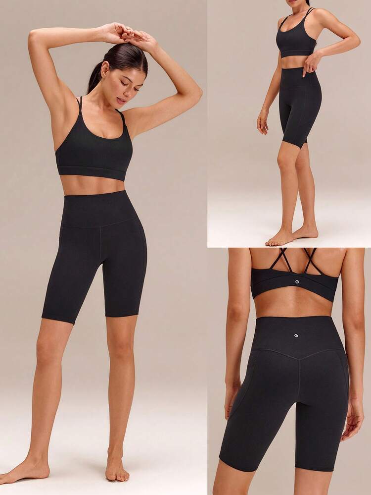 10" FeatherFit™ Flex Bikershorts mit Seitentaschen, niedrigimpakt Yoga täglicher Gebrauch