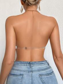 1件装女士白色前扣式钢圈聚拢挂脖文胸 - 白色 - 查看 3