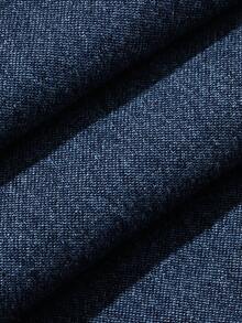 DAZY Bộ đồ denim nữ gồm áo yếm và quần ống rộng dáng suông, thích hợp cho phong cách thường ngày. - Rửa tối - Xem 6