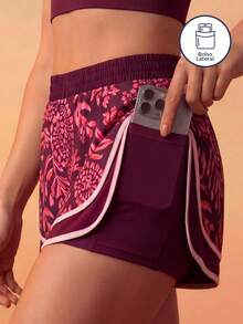 CAJUNI Women's Sports Casual Printed 2-In-1 Shorts - Purple - View 5