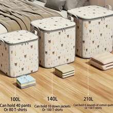 Caja de almacenamiento de ropa plegable de gran capacidad con asa, el lindo patrón de oso y árbol hace que la organización del hogar sea divertida, bolsa de almacenamiento de ropa de cama portátil reforzada, organizador de armario ahorra espacio para el dormitorio, el hogar y la residencia estudiantil, de uso múltiple como cesta de lavandería o almacenamiento de juguetes - Multicolor - Ver 3