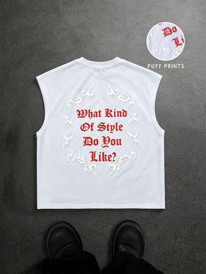 Sport MetroGents Men's Casual 3D Letter Print Versatile Sports Tank Top, Suitable For Running & Fitness