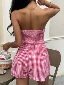 Sunnyshic 女士度假风印花开襟无袖修身休闲连体裤，春夏款 - 彩色 - 查看 2