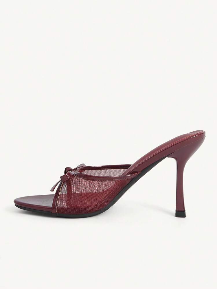 CUCCOO CHICEST Women's Sandals, Spring And Summer, Mesh Stitching Bow Decoration, Open Toe, Stiletto, Daily Commute, Black High Heels.