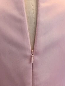 女童甜美碎花网纱腰部喇叭短裙，高端正式礼服，适合婚礼、派对、生日、宴会等各种场合，四季皆宜 - 藕粉色 - 查看 6