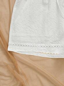 2025 Plus Size Women Baggy Waist Pockets Lace Hem Shorts, Summer - White - View 7