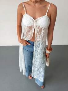 RiviMae Women's Elegant Sexy Layered Lace Camisole Top Golf White Summer - White - View 6
