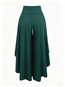 SHEIN Franclia Women's Asymmetric Loose Casual Pants, Suitable For Summer And Graduation Outfits - Dark Green - View 2